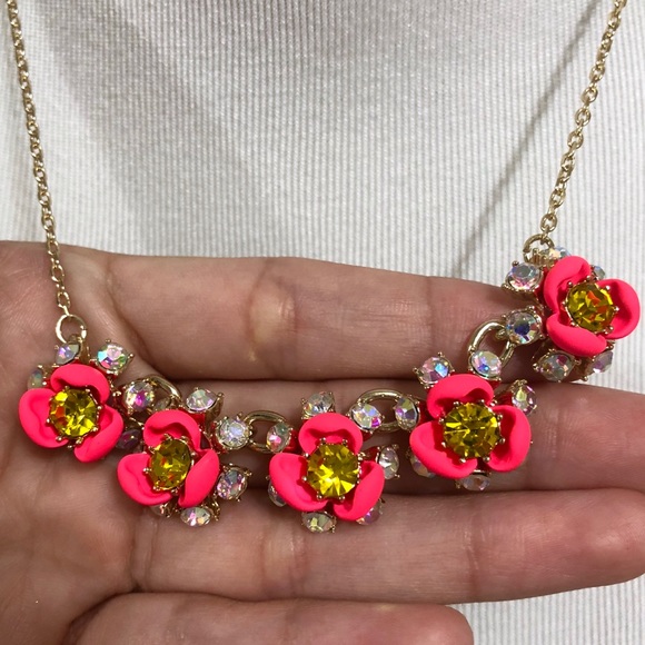 Betsey Johnson Crystal Flower Statement Necklace - Picture 3 of 5